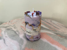 Load image into Gallery viewer, (Purple) Lavender Floral Pillar Candle