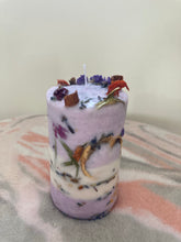 Load image into Gallery viewer, (Purple) Lavender Floral Pillar Candle
