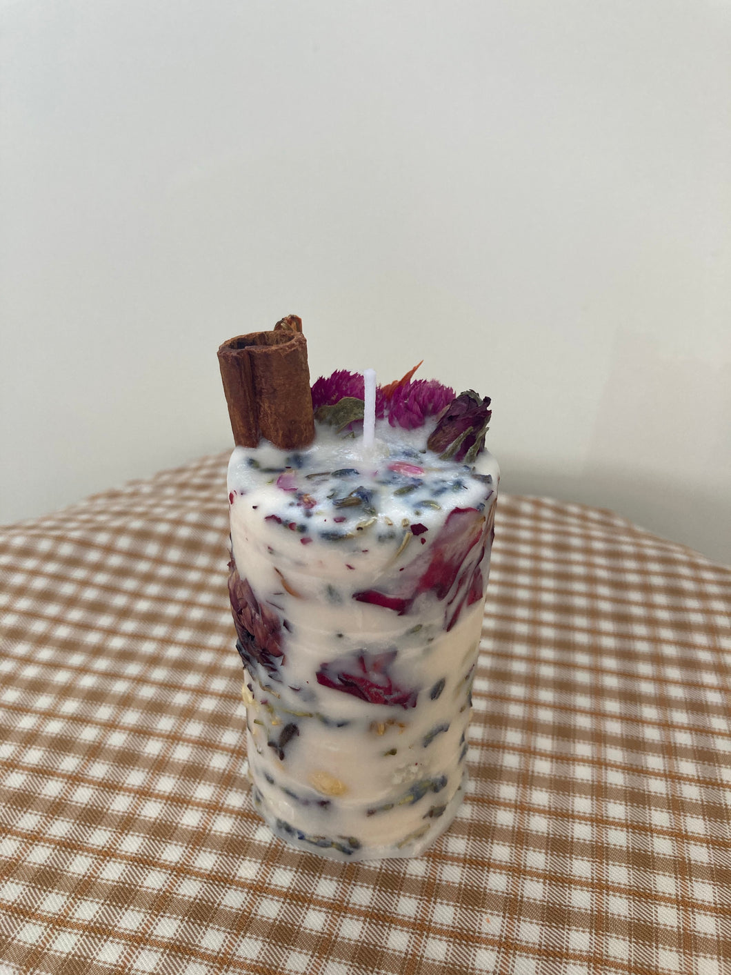 (Orange) Sweet Orange Floral Pillar Candle