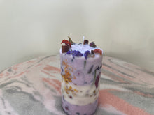 Load image into Gallery viewer, (Purple) Lavender Floral Pillar Candle
